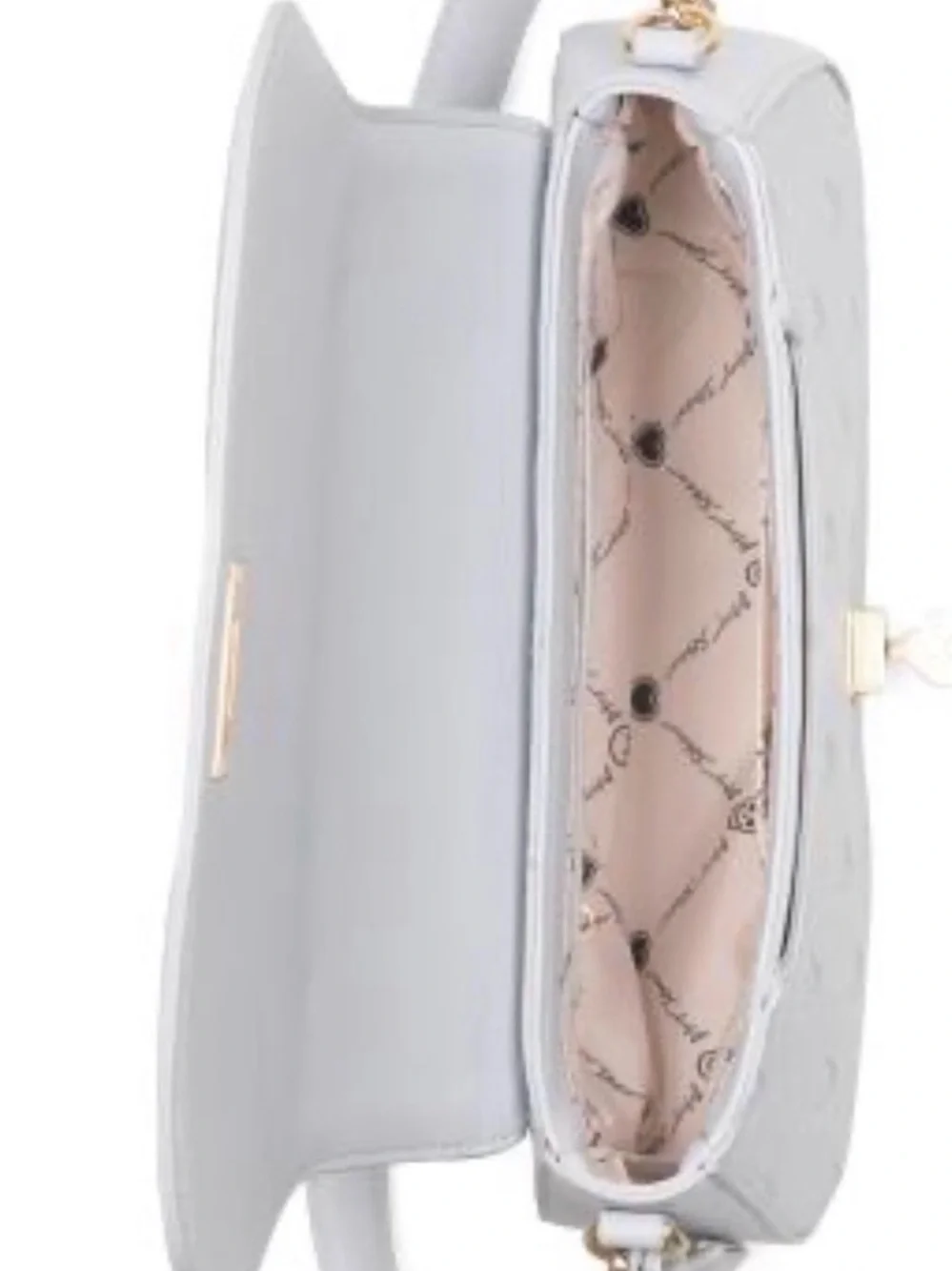 Betsey Johnson White Embossed Shoulder Bag with Gold Hardware